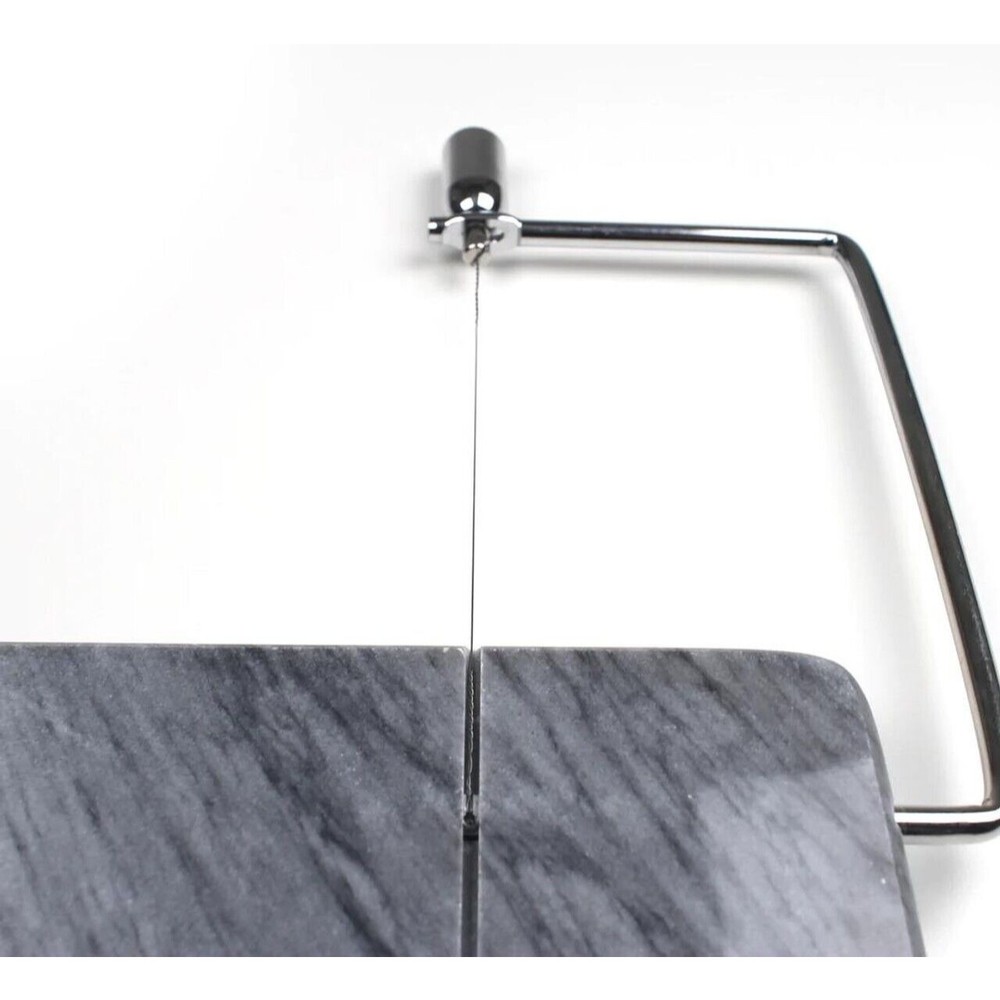 RSVP Natural Grey Marble Cheese Slicer Board 8”x5” Stainless Steel Wire Cutter - Picture 4 of 8